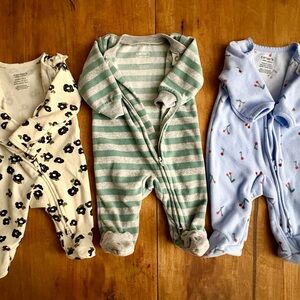 Carter's Cozy Footies Set - Cream, Green, Blue